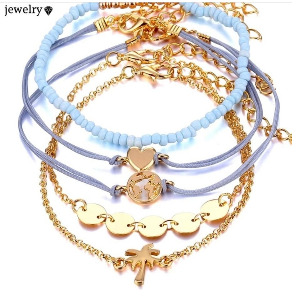 5-Piece Vintage Glam Charm Bracelet Set-Gift Ideas - Picture 2 of 6